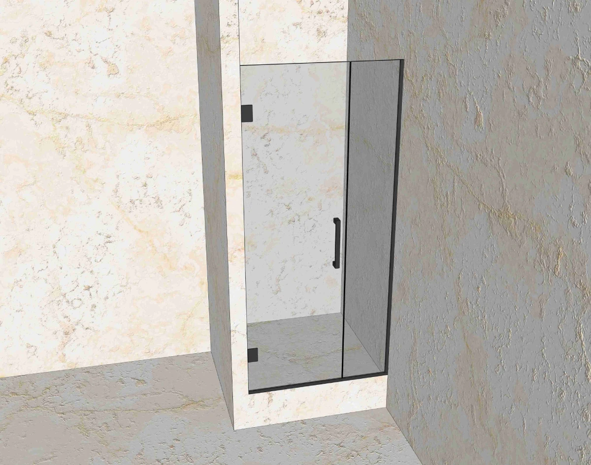 Стеклянная дверь для душевой 8 мм с добором без штанги — проект компании «Стекло Кубани»