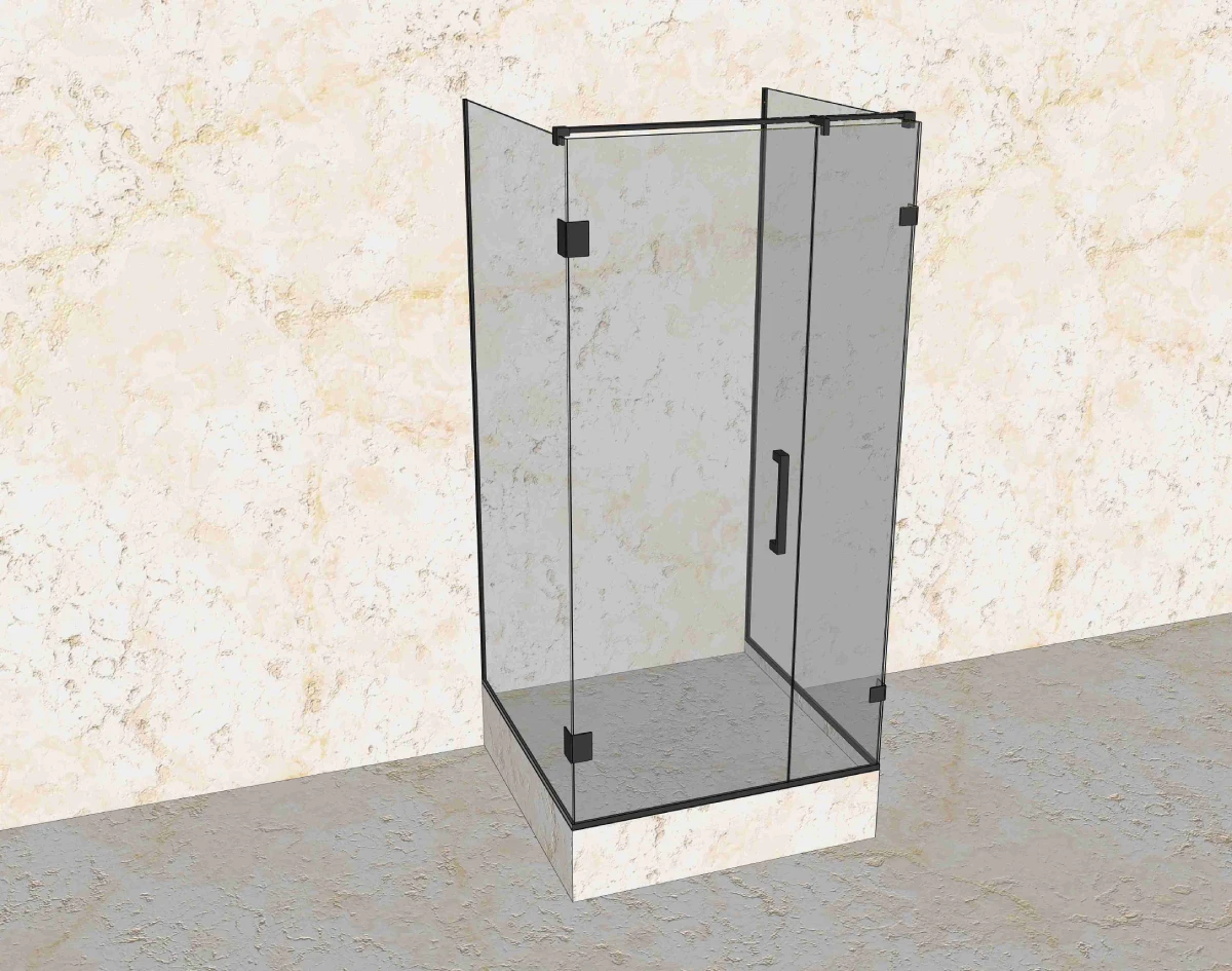 П-образная распашная стеклянная душевая 8 мм — проект компании «Стекло Кубани»