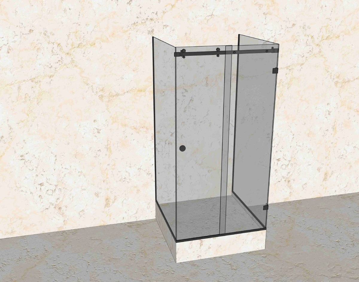 Изготовление раздвижной П-образной душевой конструкции, выполненное компанией «Стекло Кубани»