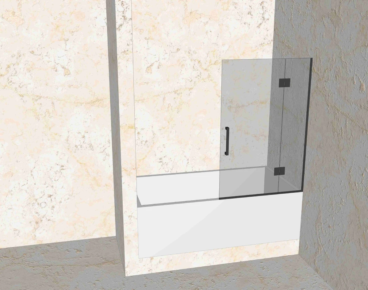 Прямая стеклянная душевая конструкция на ванну 8 мм — проект «Стекло Кубани»