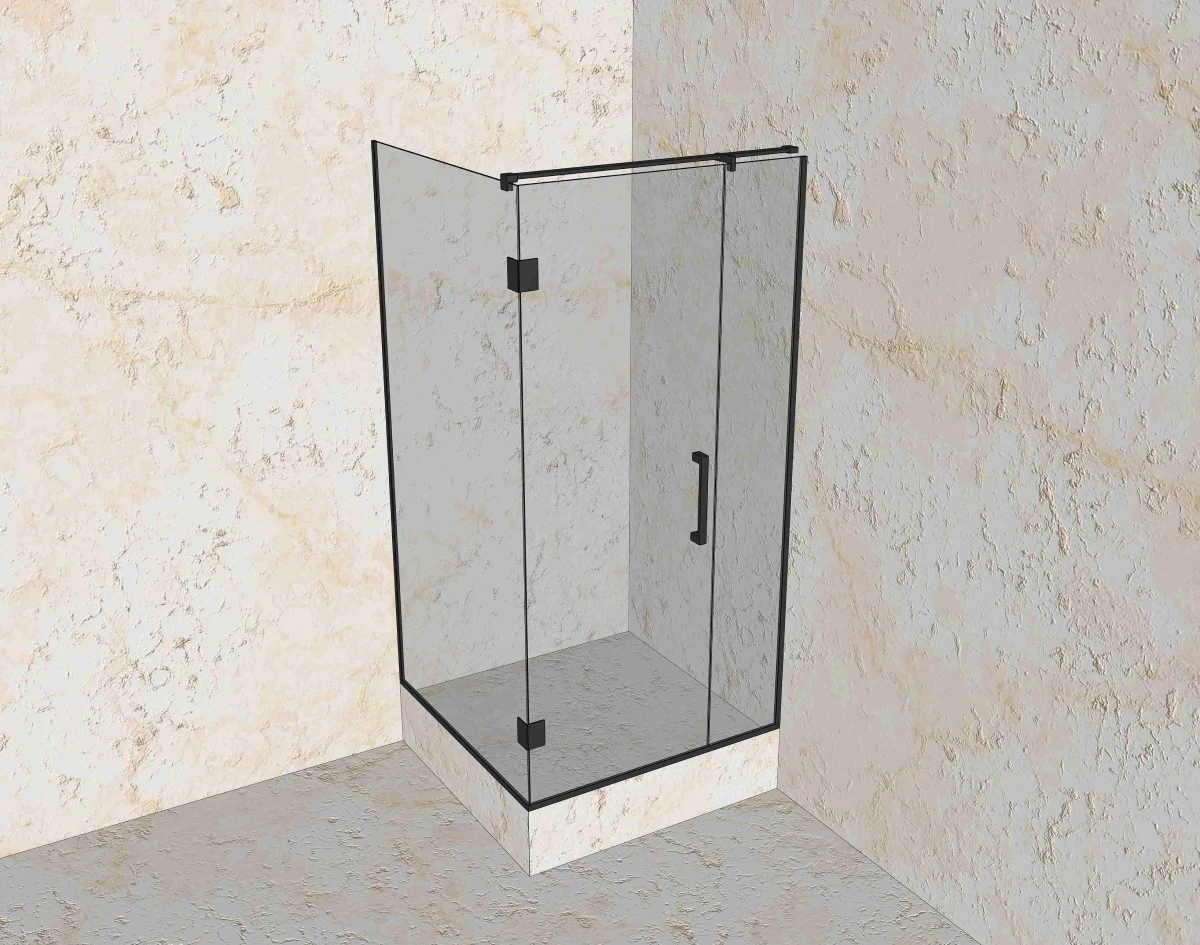 Угловая душевая из трёх стекол 8 мм (тип 1) — проект стеклянной душевой «Стекло Кубани»