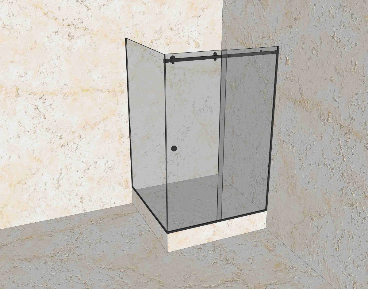 Угловая раздвижная стеклянная душевая с одной дверью — проект стеклянной душевой «Стекло Кубани»
