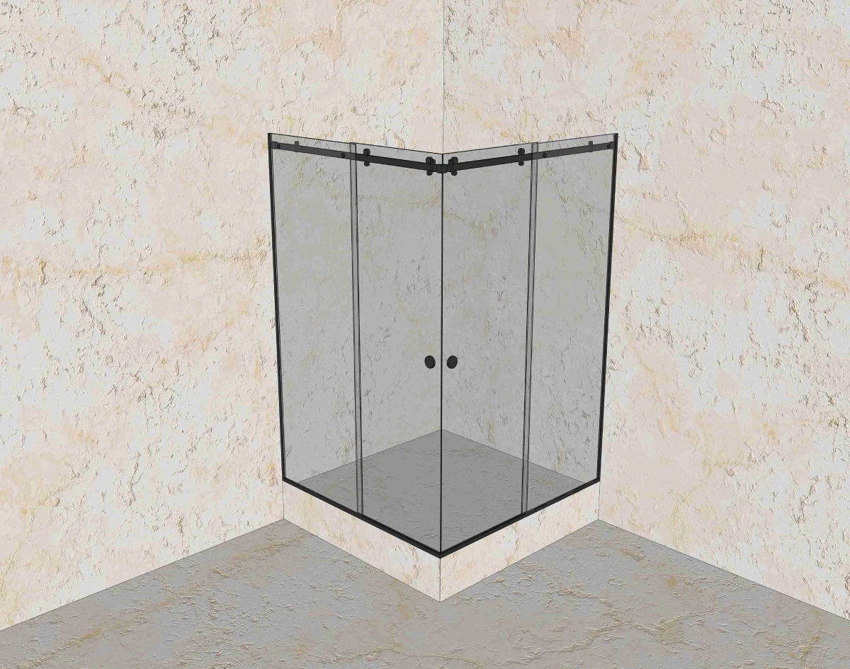 Угловая раздвижная душевая со стеклом 8 мм и двумя дверьми — проект компании «Стекло Кубани»